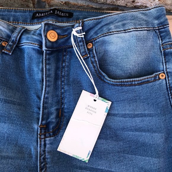 AMELIA JAMES Jackson Cotton Blend Mid Rise Blue Wash  Skinny Jeans XL - Picture 10 of 16